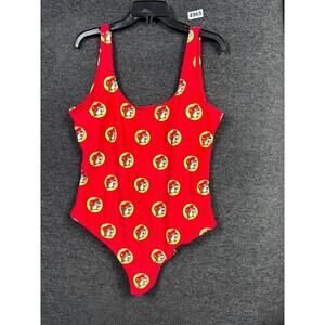 Buc-ee's One-Piece Swimsuit Womens Size XL Red With Beaver Logo Print